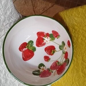 Strawberry Pattern Ceramic Serving Bowl